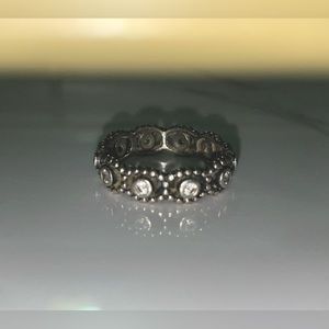 PANDORA band ring with diamond sparkles. SIZE 8